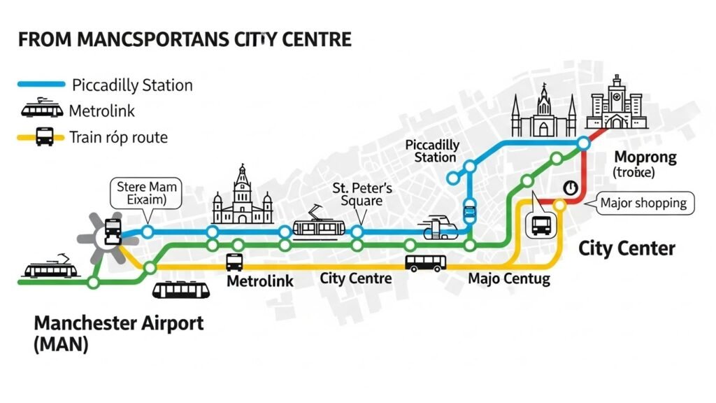 como ir del aeropuerto de manchester al centro