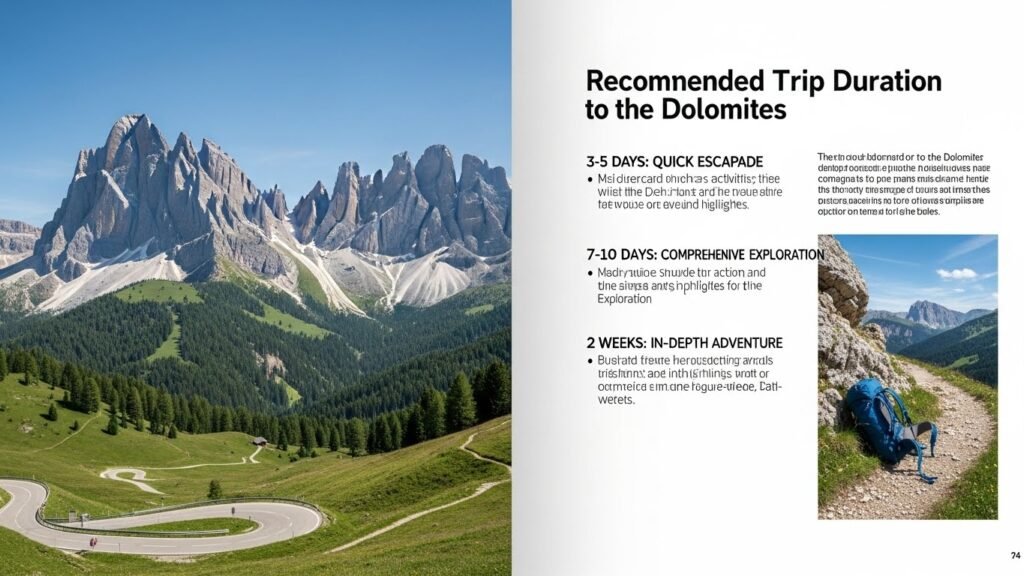 Duración Recomendada del Viaje a los Dolomitas